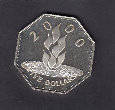Beschrijving: 5 Dollar MILLENNIUM ETERNAL FLAME mint 50 